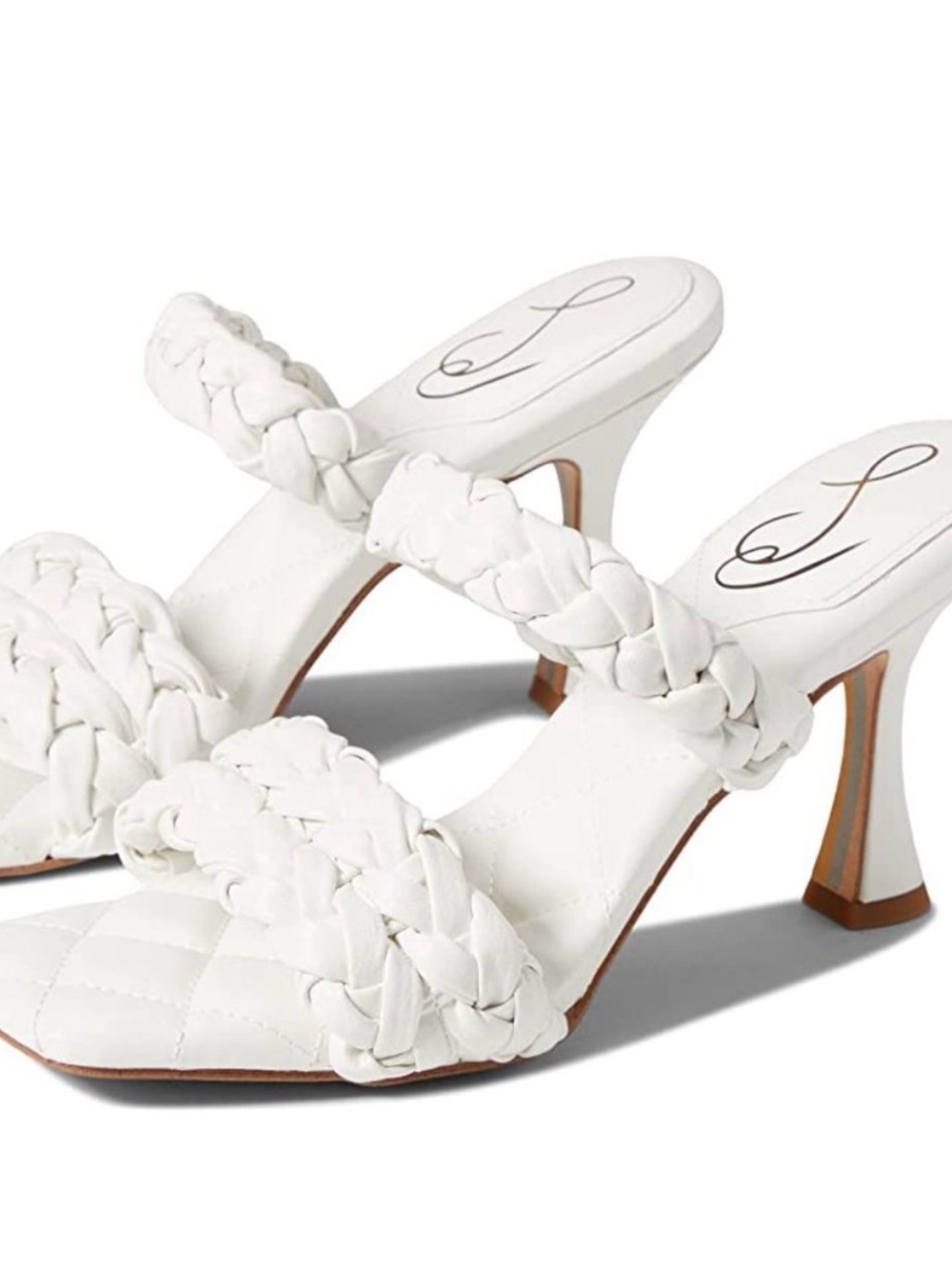 NWOB Sam Edelman Meghan White Braided Strap Heeled Sandals size 7.5